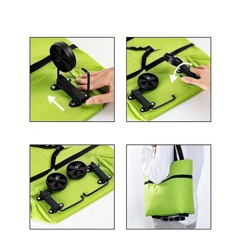 bolsa de compras dobrável com rodas para feira