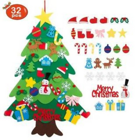Arvore de natal de feltro velcro com led desmontável com enfeites de natal pendura na parede