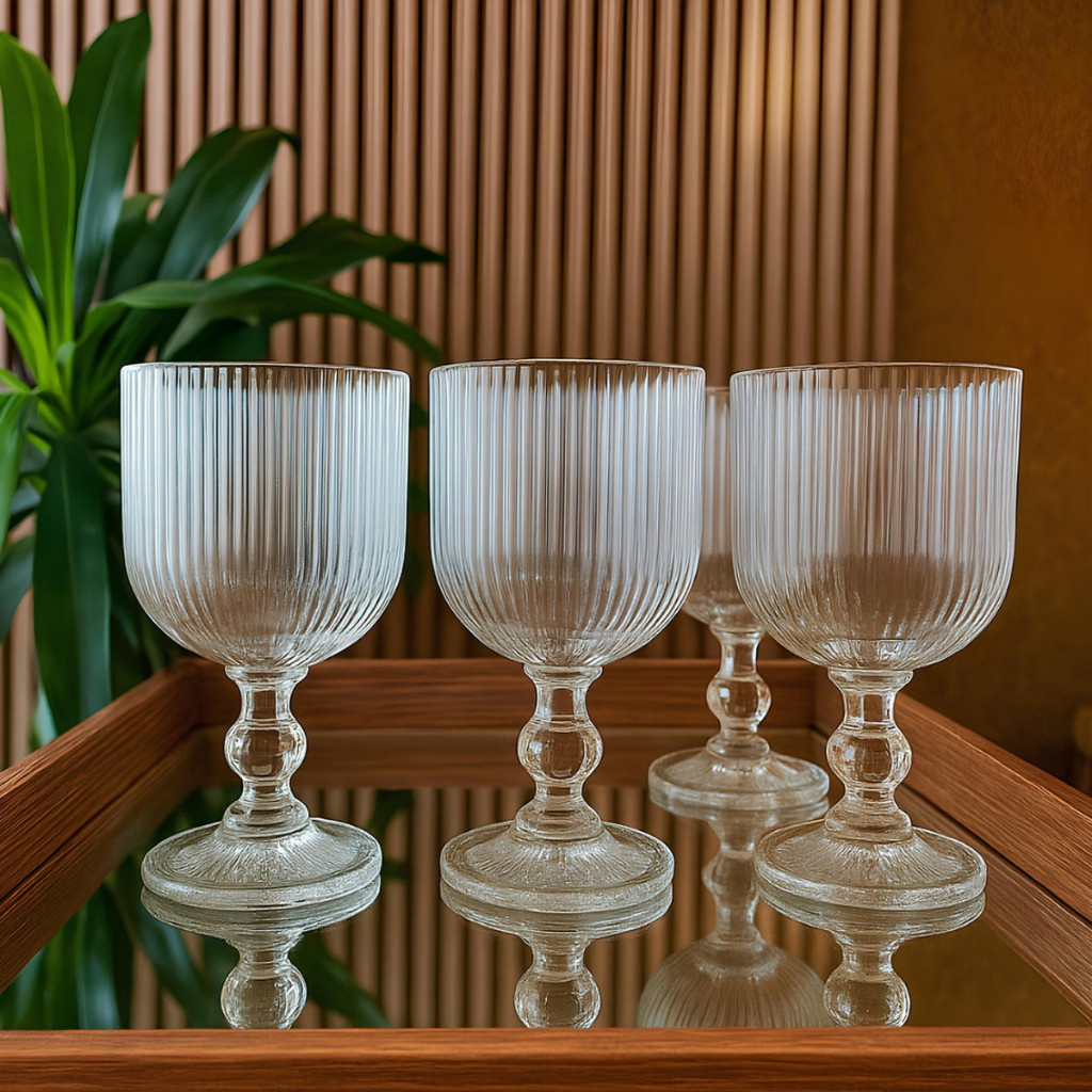 Jogo Taça de Vidro Grossa Até 12 Unidades Sofia Grafiato 380 ML Sofisticada e Elegante