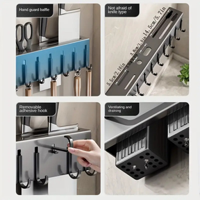 Suporte Para Armazenamento De Facas Ganchos Talheres Utensílios De Cozinha De Ferro