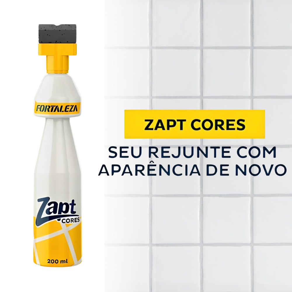 Tinta Para Rejunte Zapt Cores Fortaleza 200ml Prático Alta Cobertura Piso Parede Rejunta Porcelanato Banheiro Branco