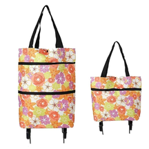 bolsa de compras dobrável com rodas para feira