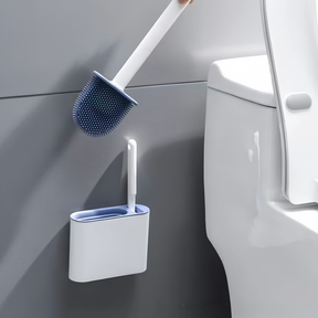 2 em 1 Escova de Silicone para Vaso Sanitário - Base de Banheiro Privada, Alta Eficiência