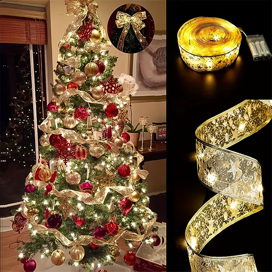 5M Fita De Natal Luzes Decoração Árvore Laços De Com LED Para Presente Branco Arame De Cobre