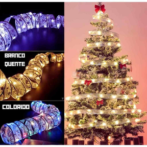 5M Fita De Natal Luzes Decoração Árvore Laços De Com LED Para Presente Branco Arame De Cobre