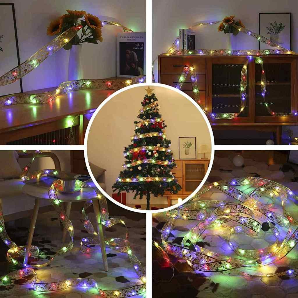 5M Fita De Natal Luzes Decoração Árvore Laços De Com LED Para Presente Branco Arame De Cobre