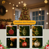Kit 30 Bolas de Árvore Natalina Enfeites para Natal Decoração Luxo Pisca Pisca Bolinha Loja Casa